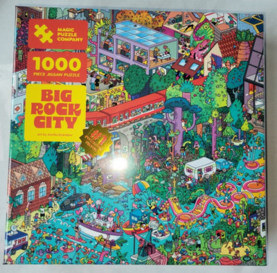 NEW SEALED MAGIC PUZZLE COMPANY BIG ROCK CITY 1000 PIECE SURPRISE ENDING FIND IT