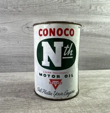1940’s CONOCO Nth Metal Motor Oil Can 1-Quart Gas & Oil SAE 20W Empty