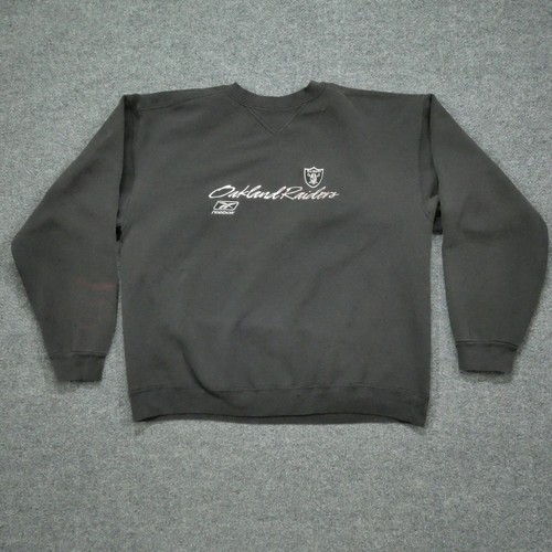 Vintage Oakland Raiders Sweatshirt Adult XL Black Faded NFL Football Reebok 90s - Picture 2 of 15