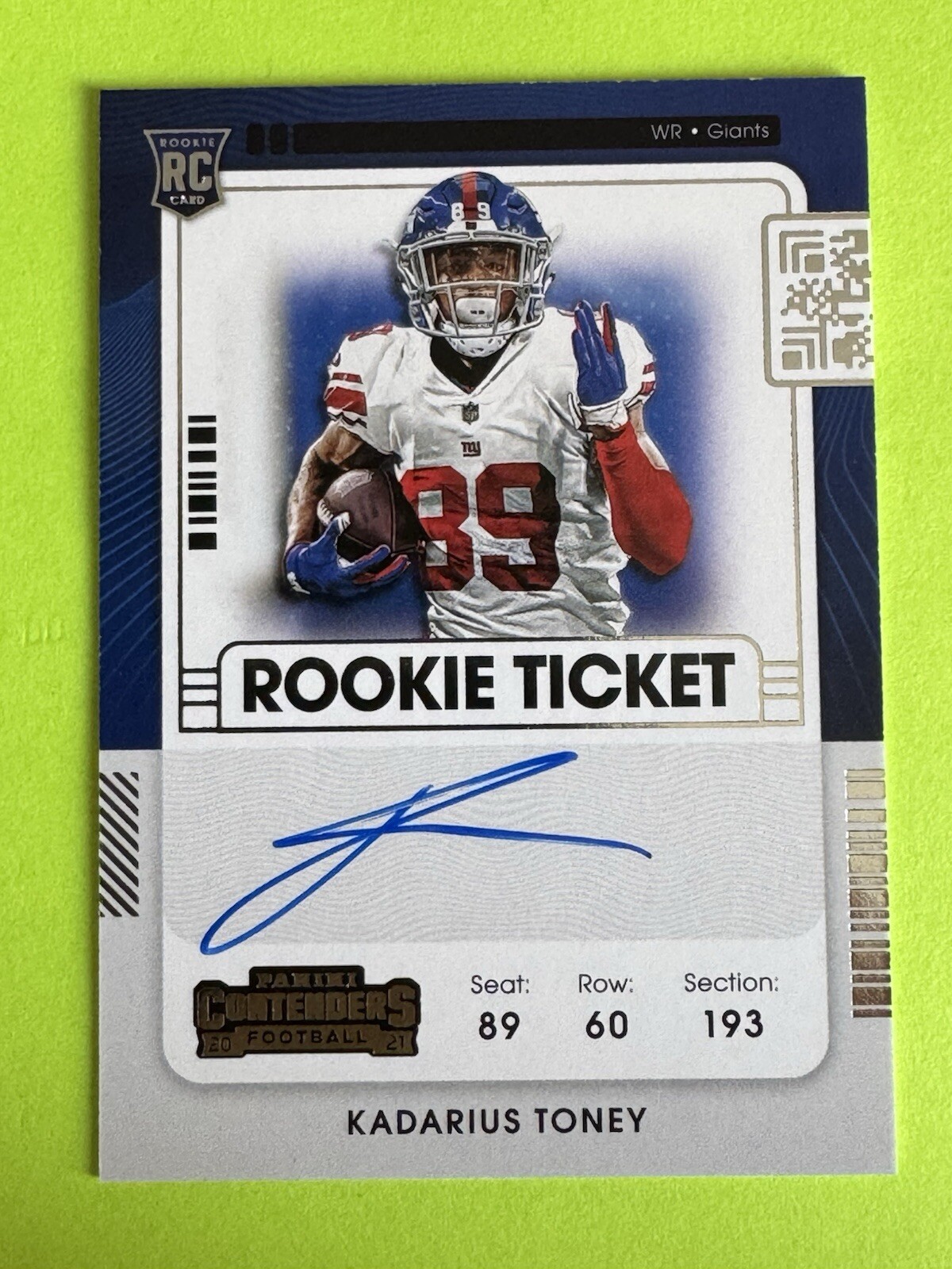 Kadarius Toney 2021 Panini Contenders #110 RC Rookie Auto Autograph
