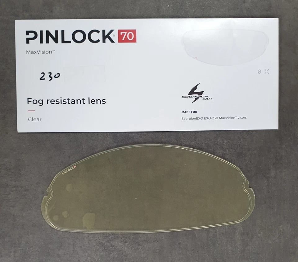 PINLOCK ECRAN ANTIBUEE CLAIR INCOLORE SCORPION EXO-230 NEUF - Photo 1/1