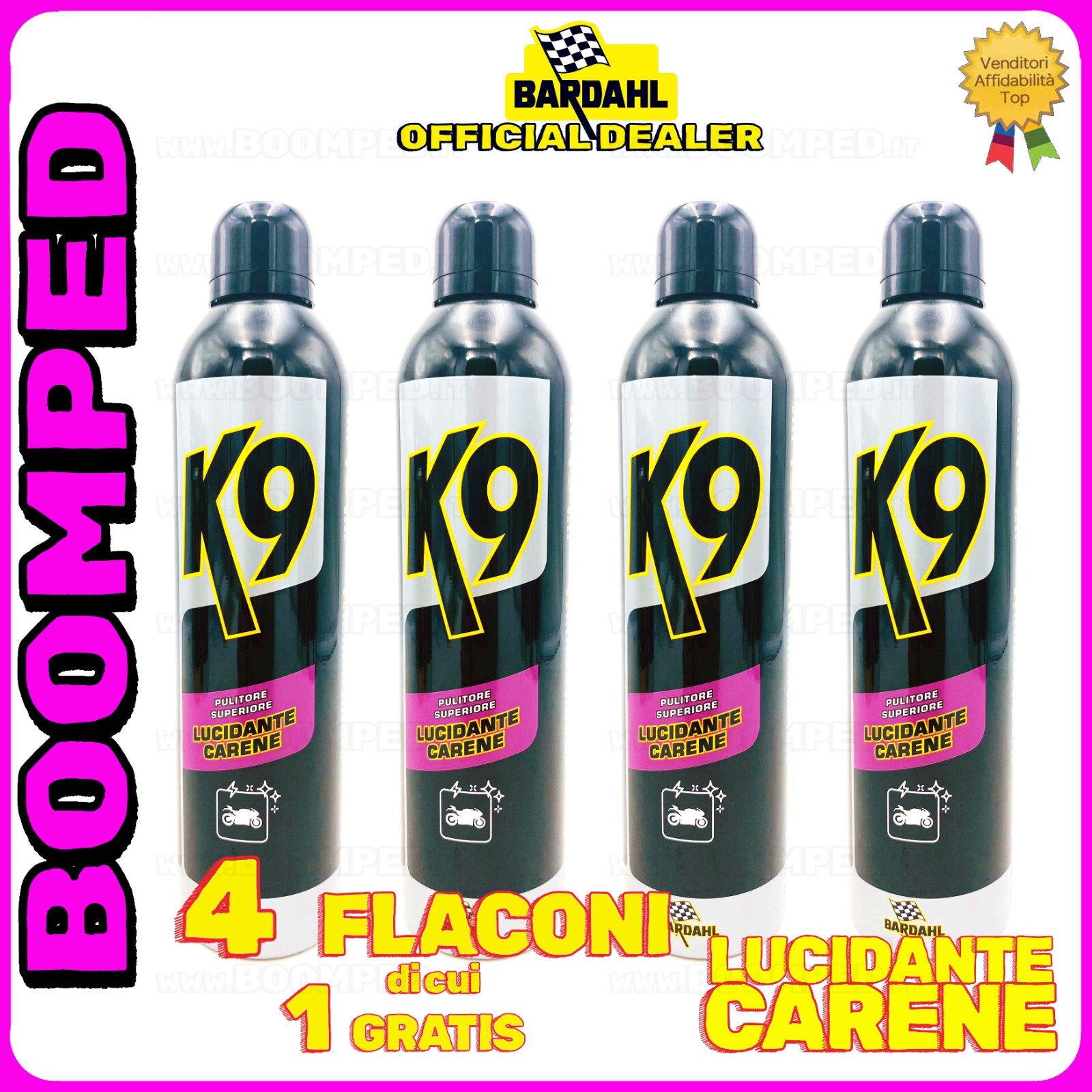 Bardahl K9 Lucidante Carene Moto 4x400ml 04BD27 Spray Schiumoso Professional