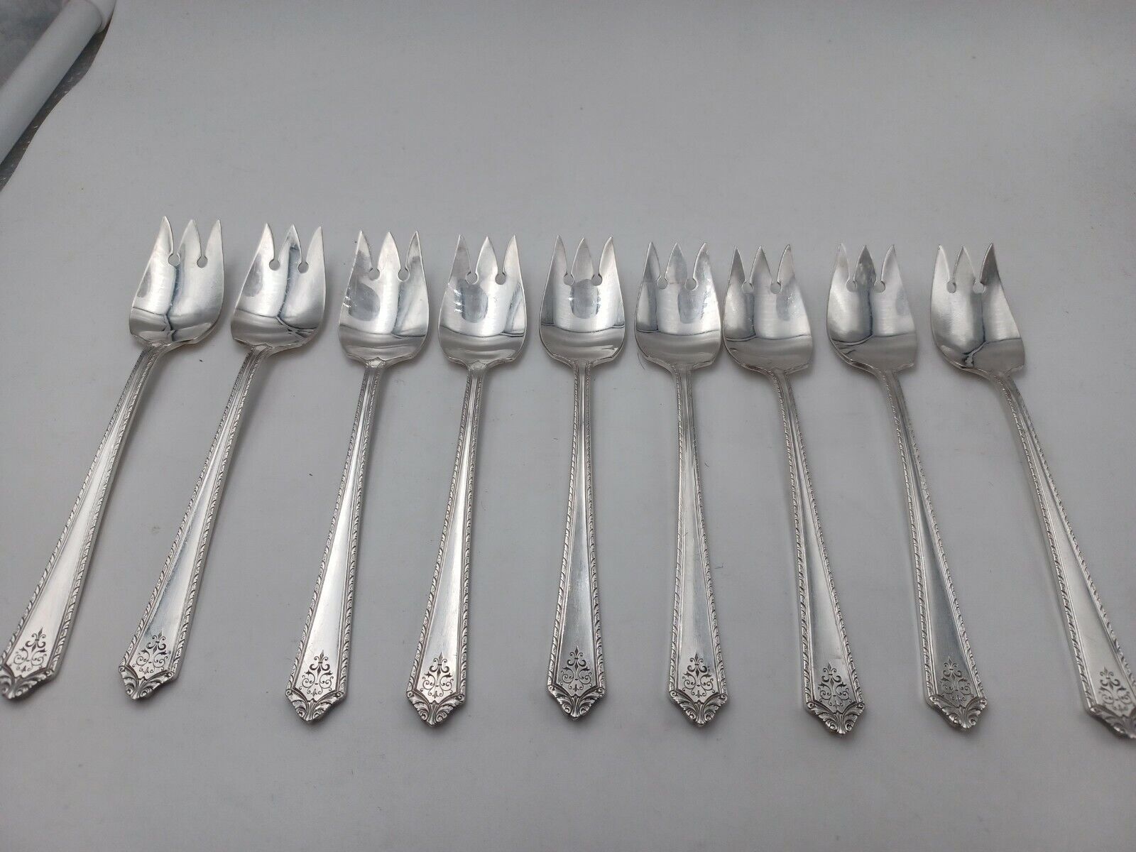Lot of 9 Ice Cream Forks by Holmes & Edward Pageant Silverplate 5 3/8"