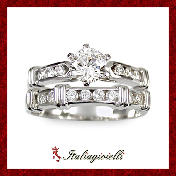 Incantevole Doppio Anello in Argento 925 Rodiato Oro Bianco - Immagine 4 di 4