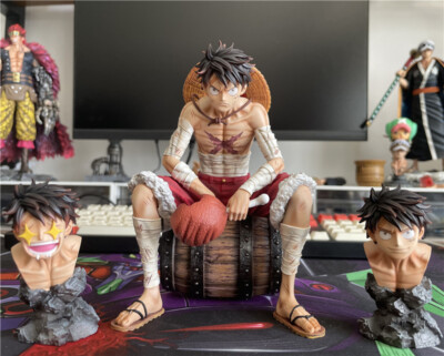 Sitting Luffy BT Studio One Piece Resin Collectibles 15cm 3 heads in stock