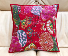 Vintage Cushion Cover Handmade Indian Pillow Cover Cotton Kantha Pillow Case