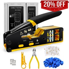RJ11 RJ45 Crimp Tool Kit Cat5/5e/6 Cable Pass Through Crimper Ethernet Network