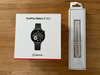 OnePlus Watch 3 43mm - Black Steel OPWE242 + Light Grey Strap - Neu