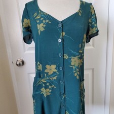 Urban Outfitters Green Floral Sheath Mini Dress Pockets Women's Size Small