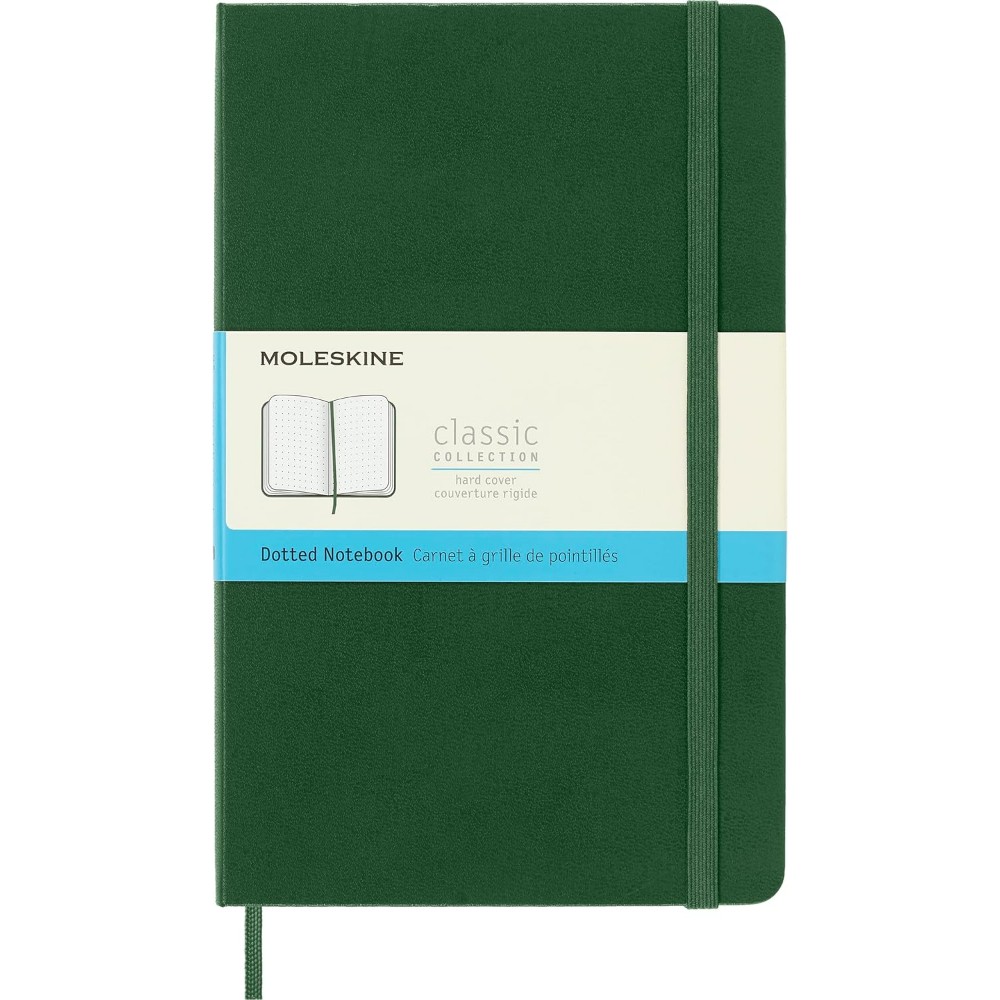 Moleskine Classic Notebook Myrtle Green Large Hardcover Dotted Elastic Closure