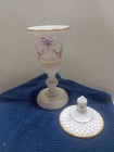 Vintage Westmoreland Milk Glass Covered Dish Hand painted Floral Design 13" Tall — photo 4