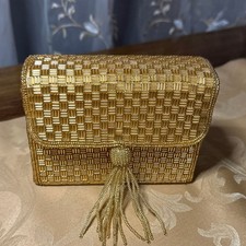 Vintage Magid Gold Hand Beaded Shoulder Clutch Mini Purse NEW Pls Read Desc