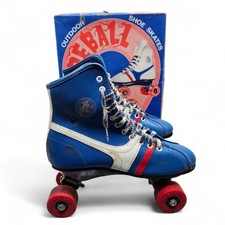 Vintage Jetball Outdoor Shoe Skates Blue Red White Size 7 Roller Skates w/ Box