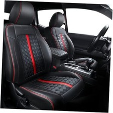 Leather 3rd Gen Tacoma 2016-2023  Crew Cab 2016-2023  Black-Red   Full Set