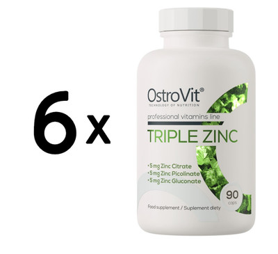 6 x OstroVit Tripple Zinc - 90 caps (72,20 EUR/kg)