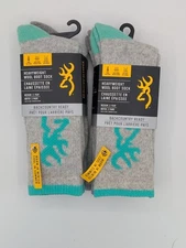 4 Pairs Browning Women's Size 6-10 Heavyweight Wool Blend Boot Socks Gray Aqua