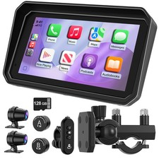 Motorcycle CarPlay Dual 2K Dash Cam/Recorder, Navigation Waterproof Touchscreen