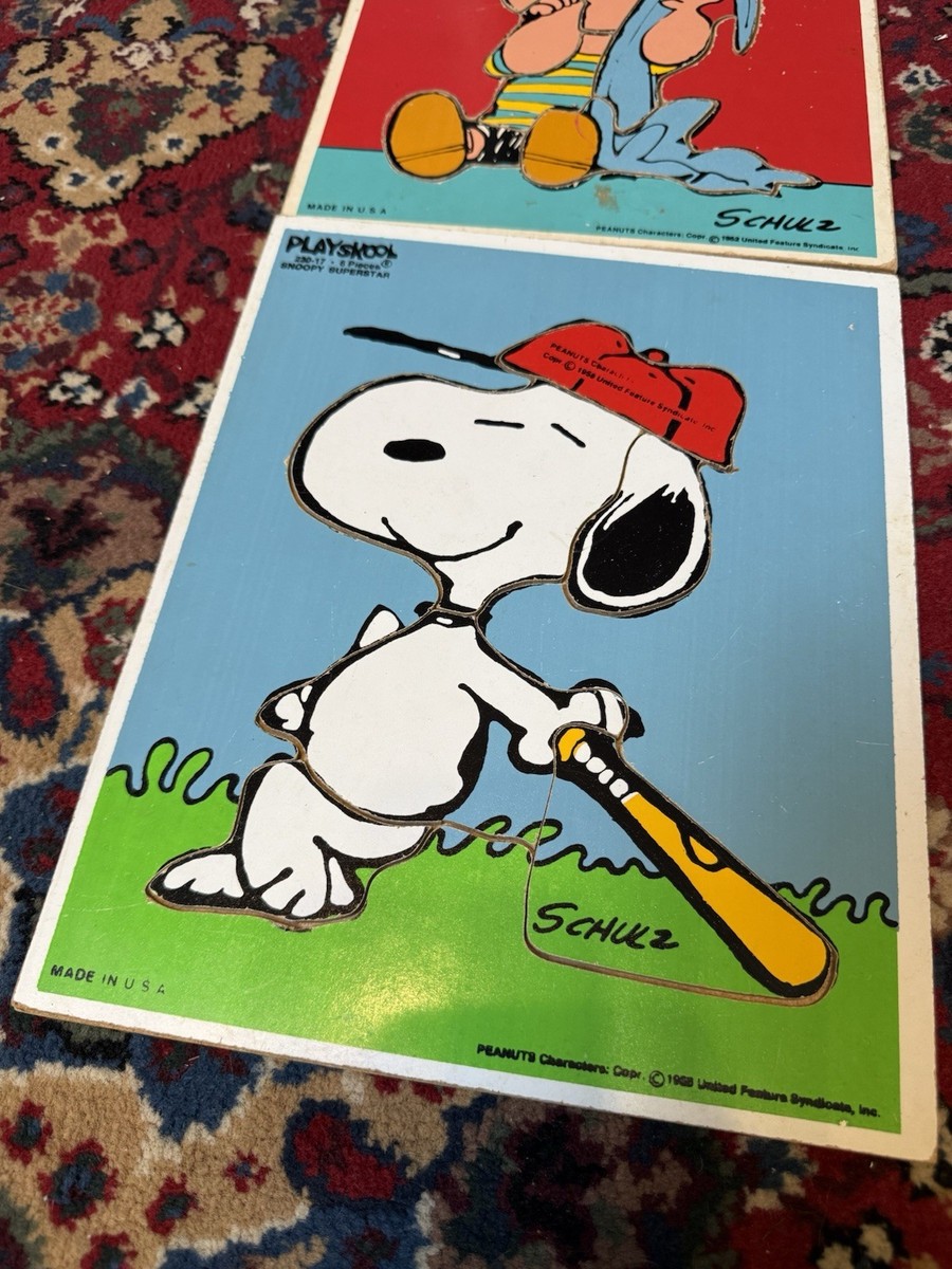 2 Vintage Peanuts Wooden Puzzles Charles Schultz Charlie Brown