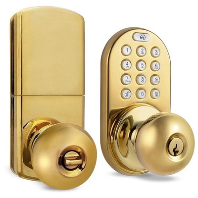MiLocks TKK-02P Digital Door Knob Lock Keypad Polished Brass Interior Lock