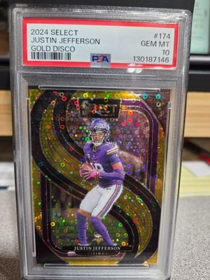 2024 Panini Select Justin Jefferson #174 Gold Disco #10/10 SSP PSA Gem Mint 10
