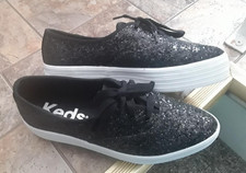 Keds Triple Kick Glitter Shoes Womens Size 8 Black Lace Up WF68126
