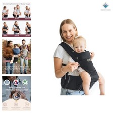 Baby Carrier with Hip Seat 6 Positions 7-44lbs Black