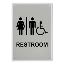 Restroom Sign, 8.5 x 11 in" OSHA Compliant ADA Unisex Family Assisted Sign