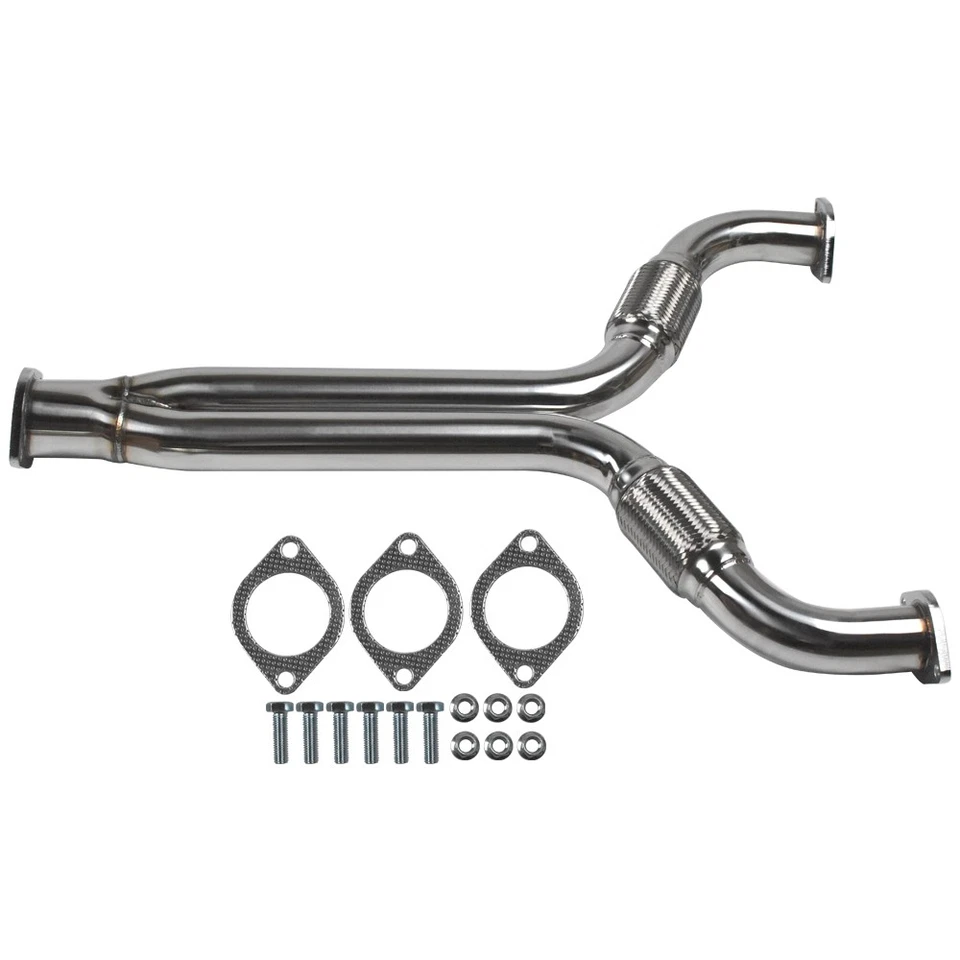 Tubo en Y flexible de acero inoxidable compatible con 350Z Z33 G35 V35 350GT VQ35DE 2003-2008 EE. UU. Foto 2 de 4