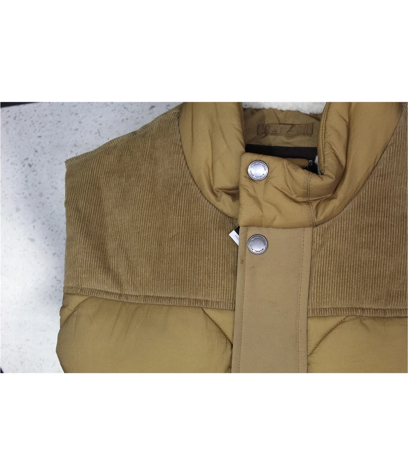 Chaleco acolchado Michael Kors para hombre con ribete de pana, marrón, S Foto 2 de 3