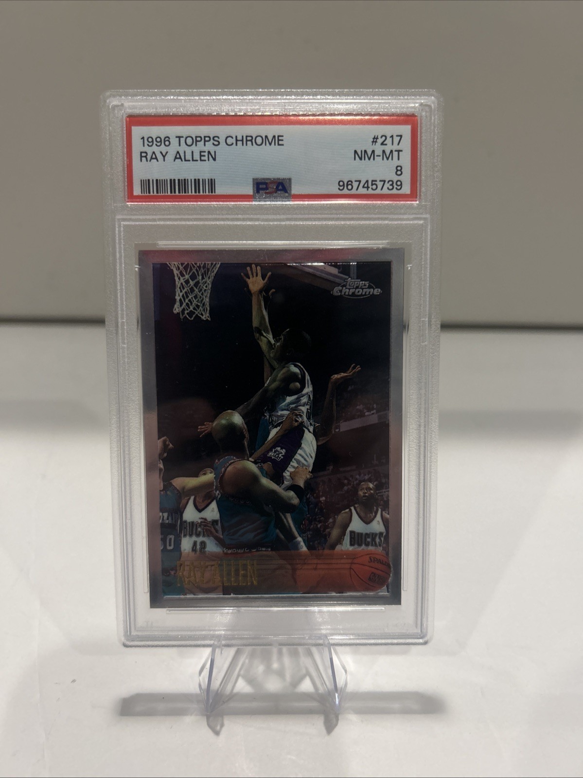 1996-97 Ray Allen #217 Topps Chrome PSA 8 Mint Rookie Card
