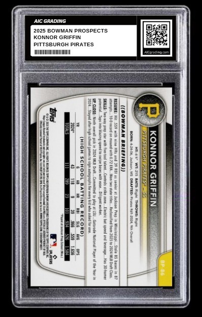 2025 Konnor Griffin Bowman Prospects Rookie Card #BP-86 Pirates