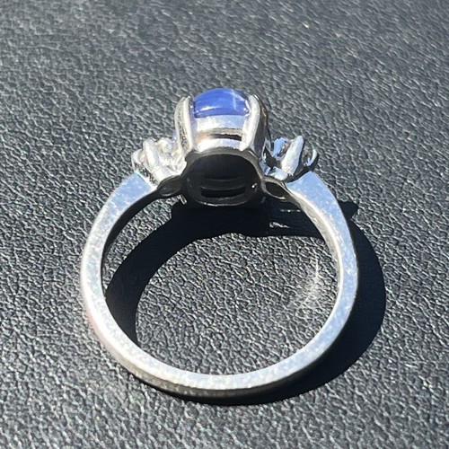 Antique ROMANY 14K White Gold Blue Star Sapphire Diamond Ring Sz 4.75 Rare - Picture 7 of 15