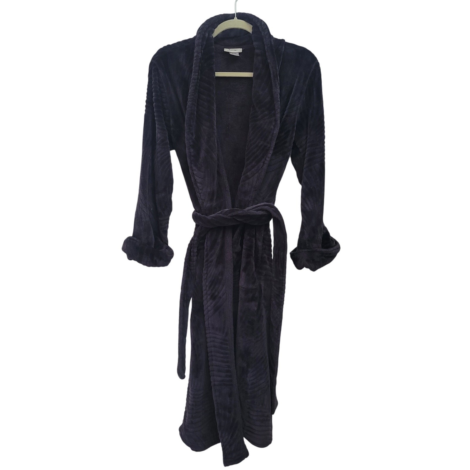 Natori Women’s Size L Charcoal Plush Belted Lounge Robe