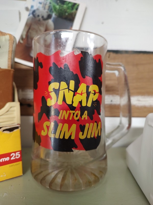 Vintage Snap Into A Slim Jim Beer Mug Randy Macho Man Savage Glass Mug WWE