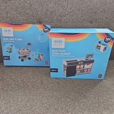New 2025 Aldi Play Food Market  CART  Bag Toy Play Set Of Two Works With Lego