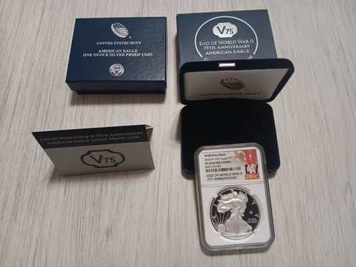 Silver Eagle 2020-W "V75" WWII NGC PF70 Ultra Cameo 75th Anniversary End Of WWII