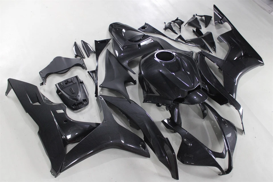 Kit de carrocería de carenado pintado de fibra de carbono negro FM para Honda CBR600RR 2007-2008 Foto 3 de 4