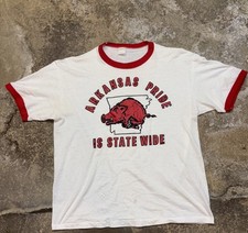 Vintage 1980’s Arkansas Razorbacks XL Ringer T Shirt True Vintage Made In USA
