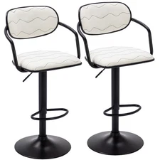 Bar Stools Set of 2, Adjustable Counter Height Barstools with Back and Arm, S...