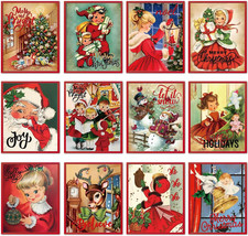 12 Pcs Christmas Wall art Vintage Xmas Wall Picture Decor Holiday Santa Snowman