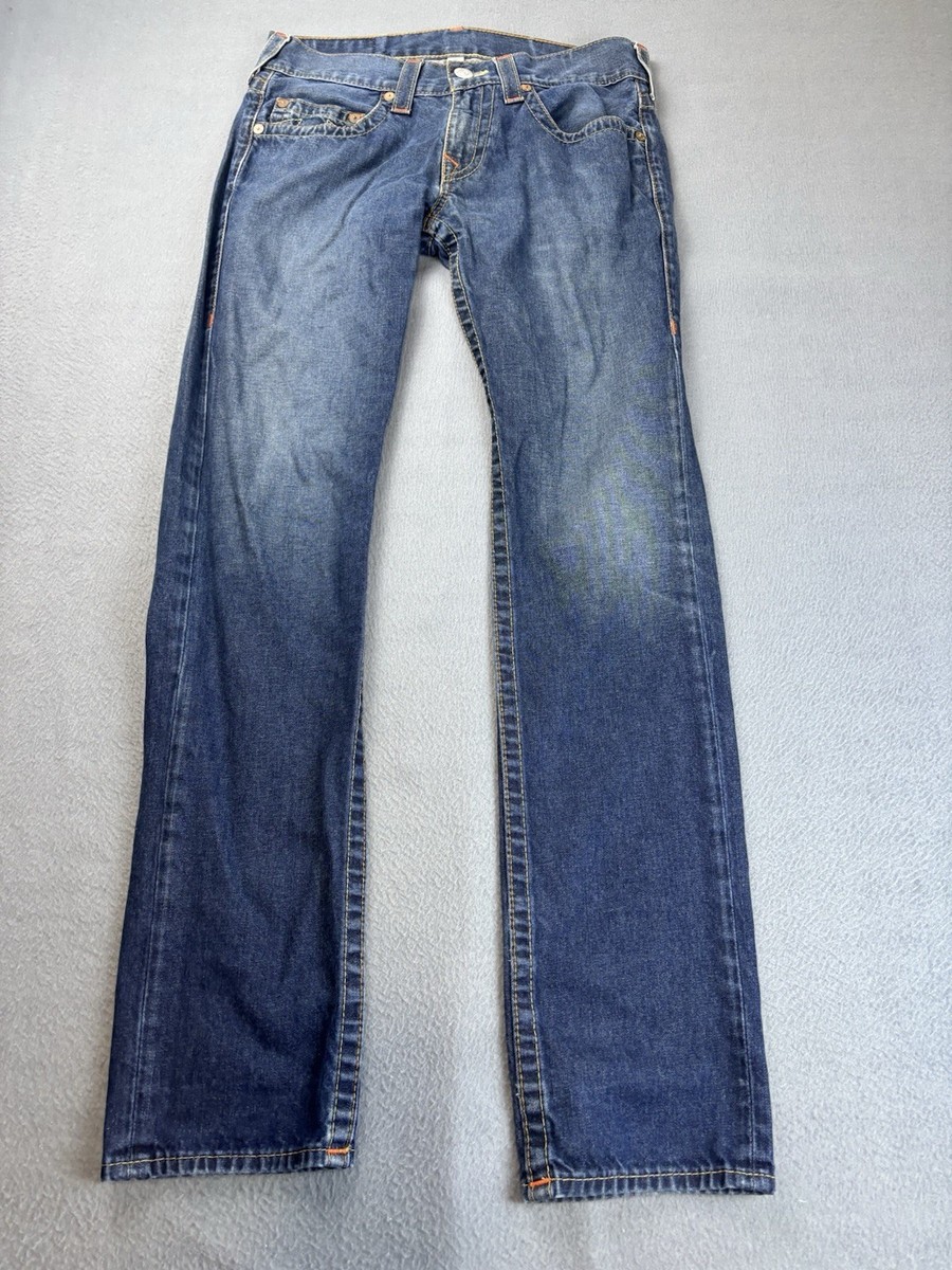 True Religion Mens Skinny Straight Jeans Blue Size 31 NO Flap