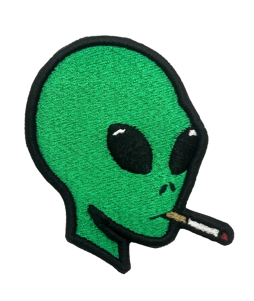 Moohaha Badass Alien 3D Embroidered Patches Sew-On Iron-On Fun Edgy Cool UFO - Image 3 of 4