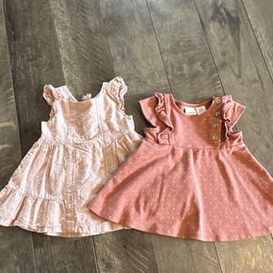Tahari Girls Pink Polka Dot Fit & Flare Dress 24M Sleeveless Ruffle Knit