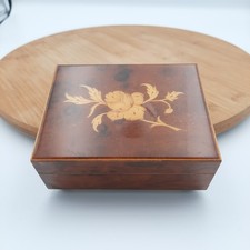 Vintage Superstar Switzerland Wood Music Box Floral Flower Inlay 'Fur Elise'
