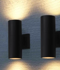 LEONLITE 2-Pack Cylinder Up Down Wall Sconce, Hardwired Wall Mount Light