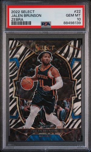 2022 Panini Select Jalen Brunson #22 Zebra Prizm Concourse SP PSA 10 Knicks - 第 1/2 張圖片