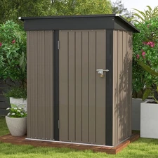 5x3 FT Outdoor Storage Tool Shed with Sloping Roof and Lockable Door Backyard