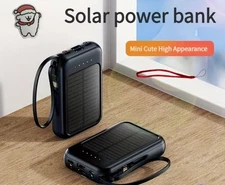 Mini Solar Power Bank Portable Charger Fast Charging External Battery 4Cable USB