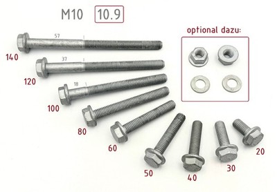 Schraube mit Bund DIN 6921 M10x16 bis M10x140 10.9 Zinklamelle / Mutter+Scheibe
