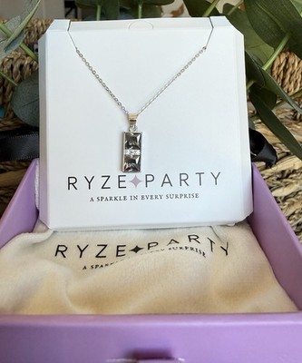 Ryze Party Mystic Kristall Halskette Weiß Frost CZ Silberfarben Neu mit Etikett